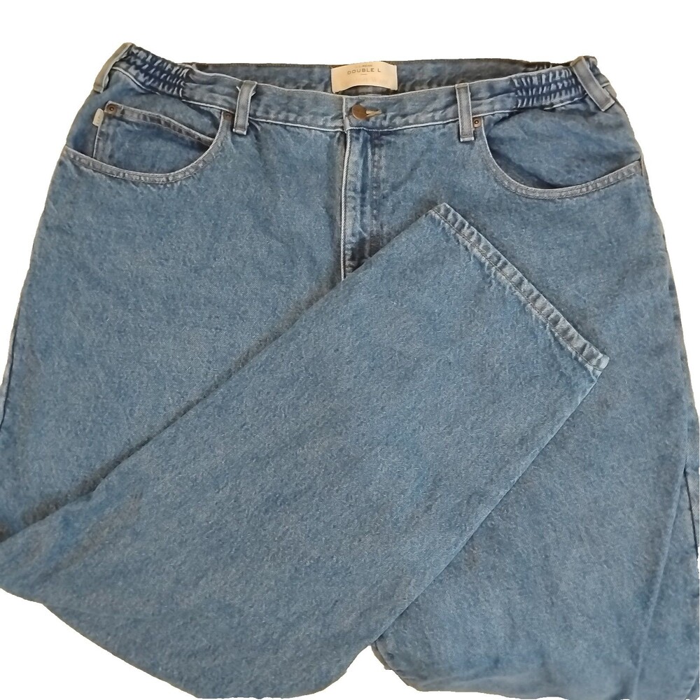 LL Bean Flannel Lined Blue Jeans 42 Comfort Waist Denim Cotton Pockets Dark Wash